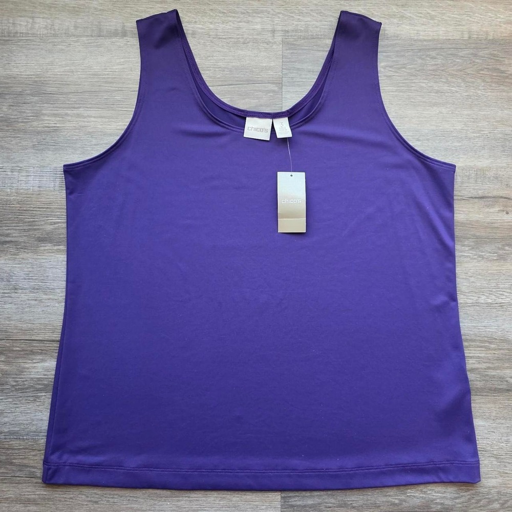 Chicos Himalayan Purple Microfiber Scoop Neck Tank Top Size 3 XL New